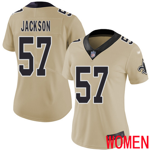 New Orleans Saints Limited Gold Women Rickey Jackson Jersey NFL Football 57 Inverted Legend Jersey